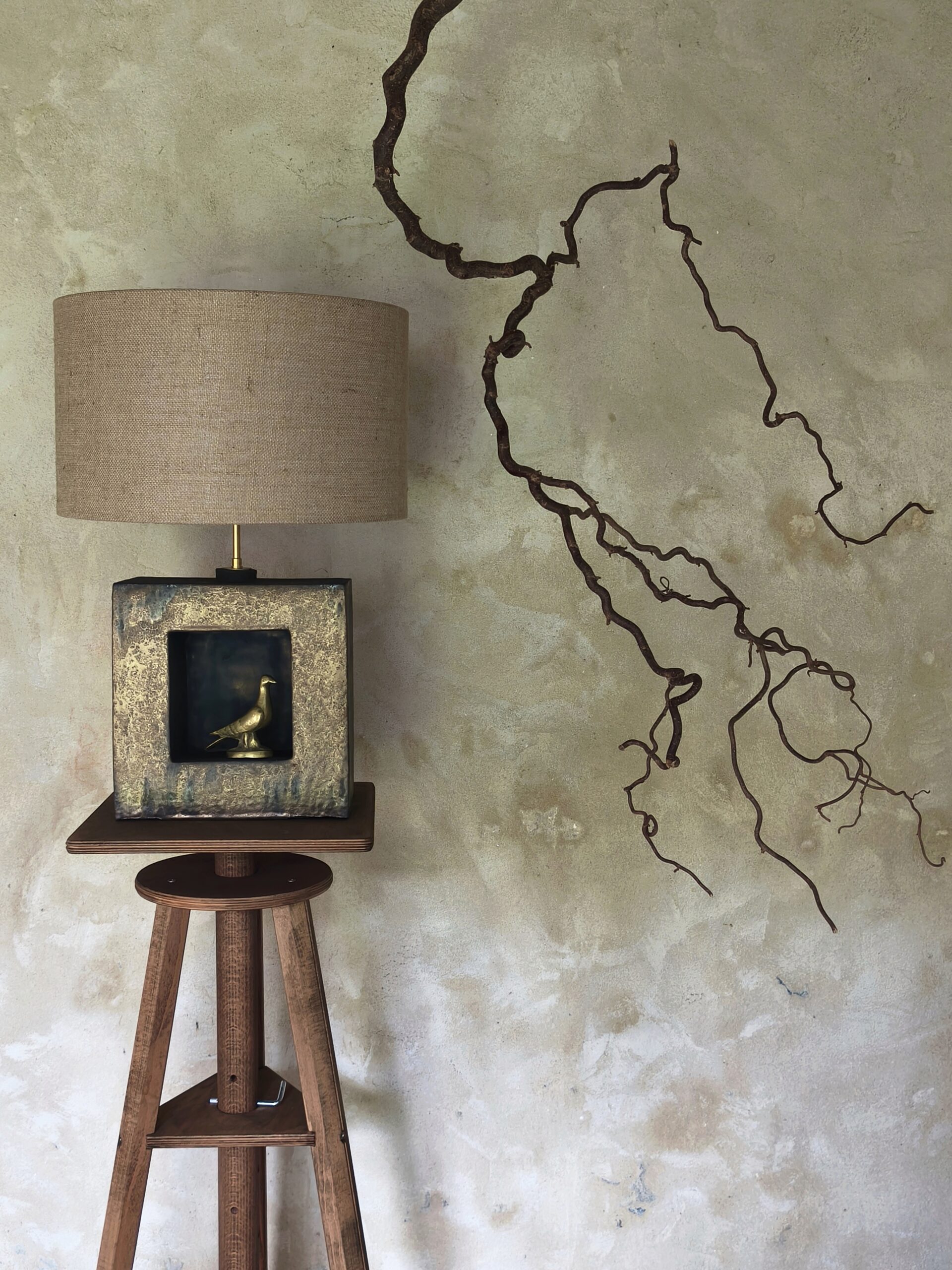Pied de lampe en céramique, grès façonné à la main